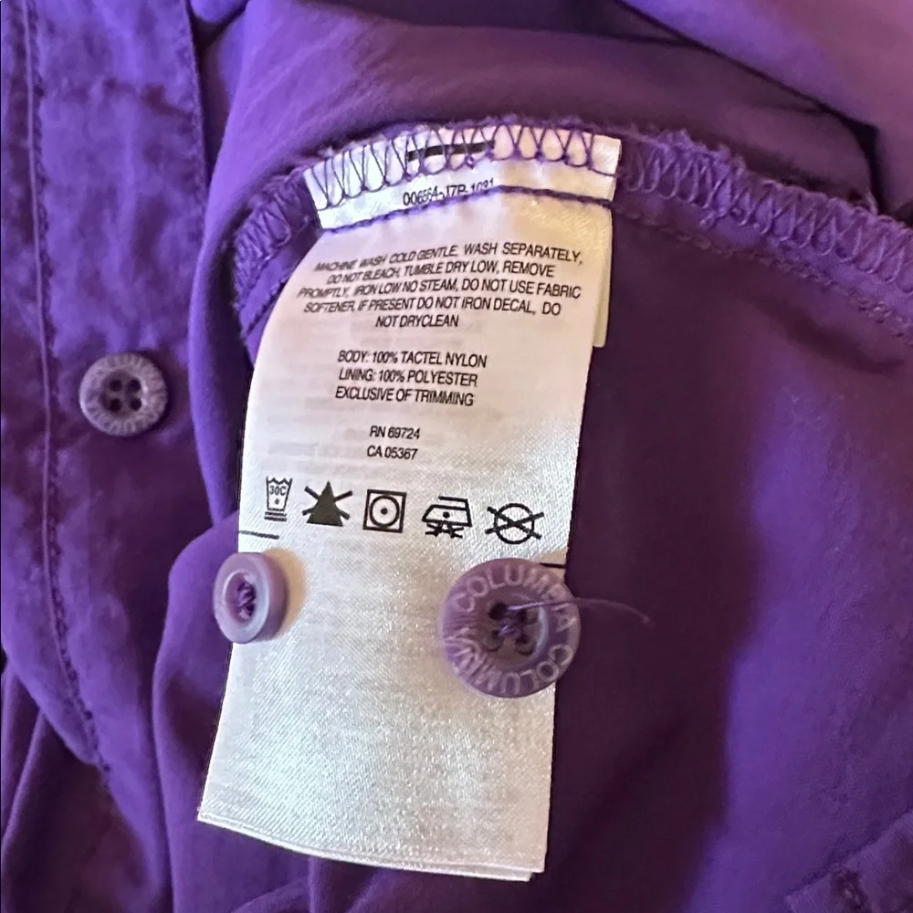 Columbia purple PFG nylon long sleeve button down shirt Large - Picture 6 of 6